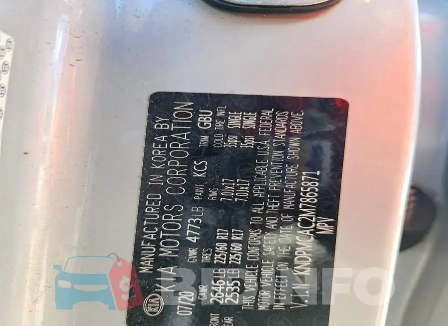 KNDPMCAC2M7865871 Photo# 14