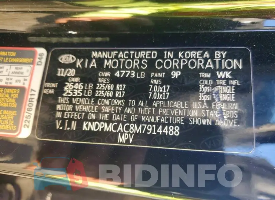 KNDPMCAC8M7914488 Photo# 13