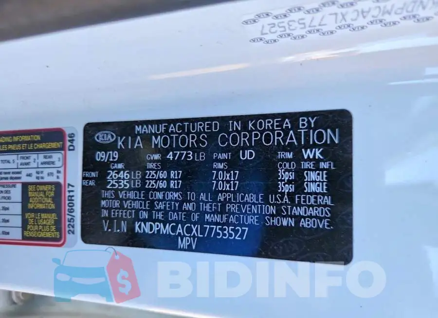 KNDPMCACXL7753527 Photo# 13