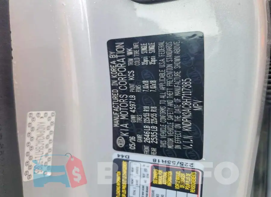 KNDPN3AC8H7117385 Photo# 13