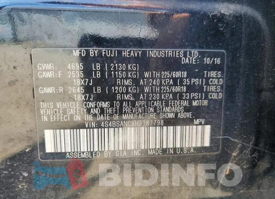 4S4BSANCXH3287798 Photo# 13