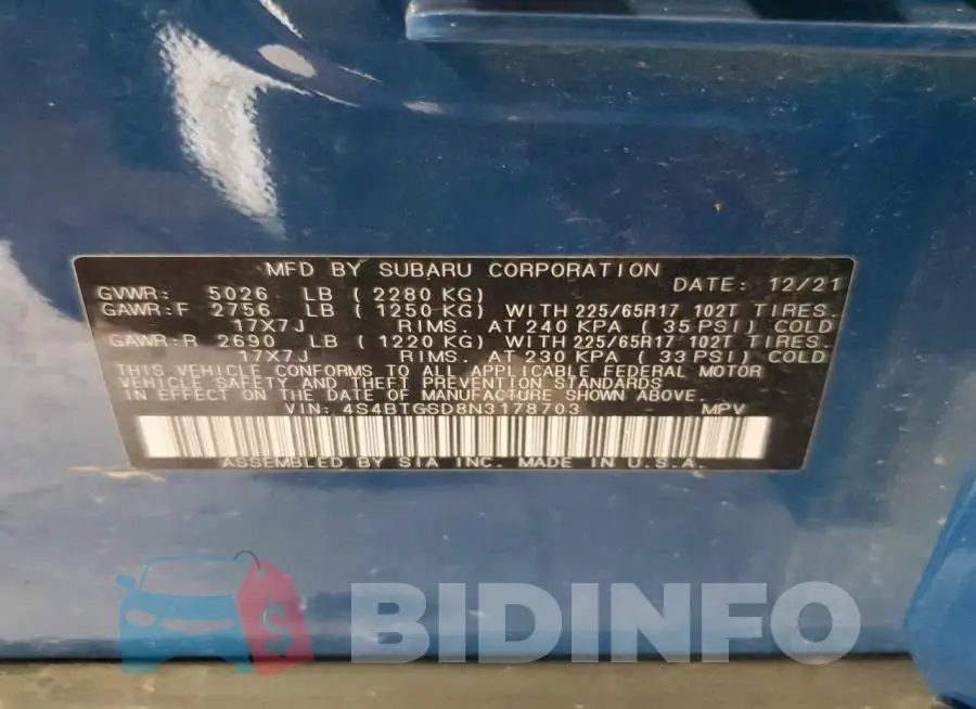 4S4BTGSD8N3178703 Photo# 12