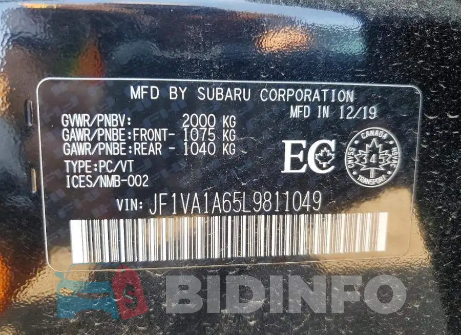 JF1VA1A65L9811049 Photo# 13