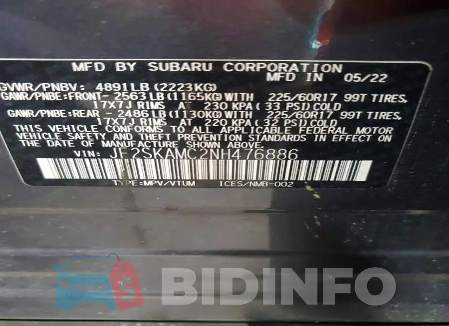 JF2SKAMC2NH476886 Photo# 13