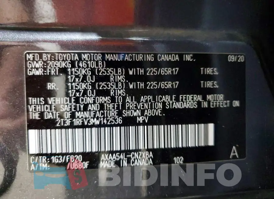 2T3F1RFV3MW142536 Photo# 13