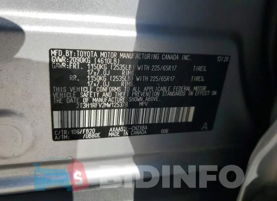 2T3H1RFV2MW125378 Photo# 13