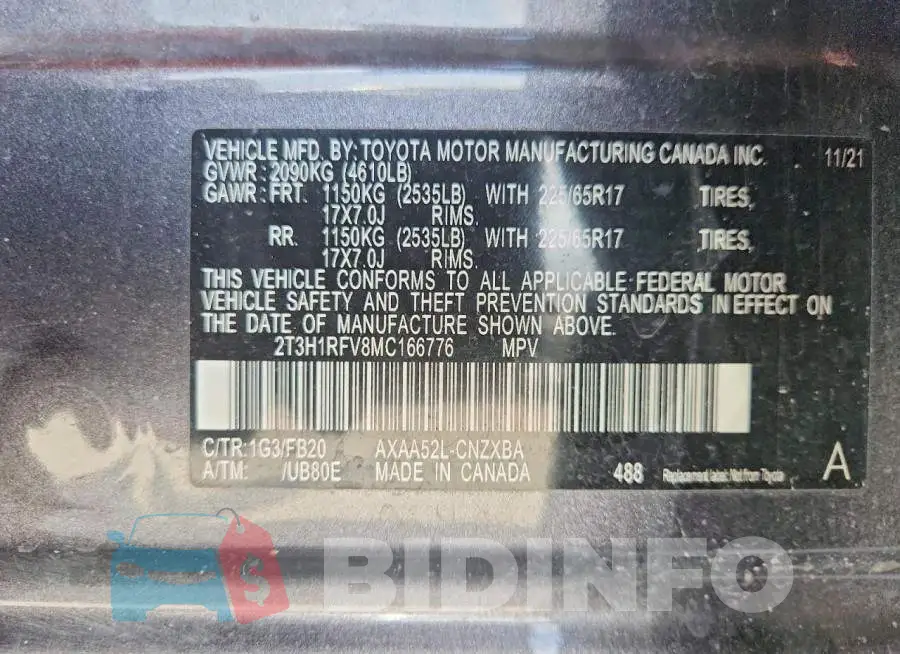 2T3H1RFV8MC166776 Photo# 13