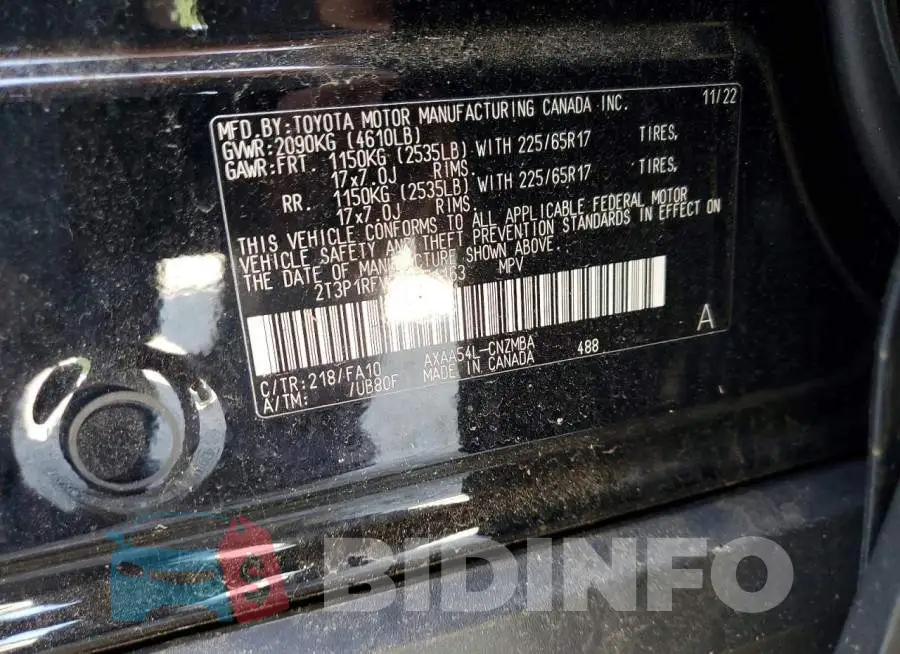 2T3P1RFV3PW331163 Photo# 13