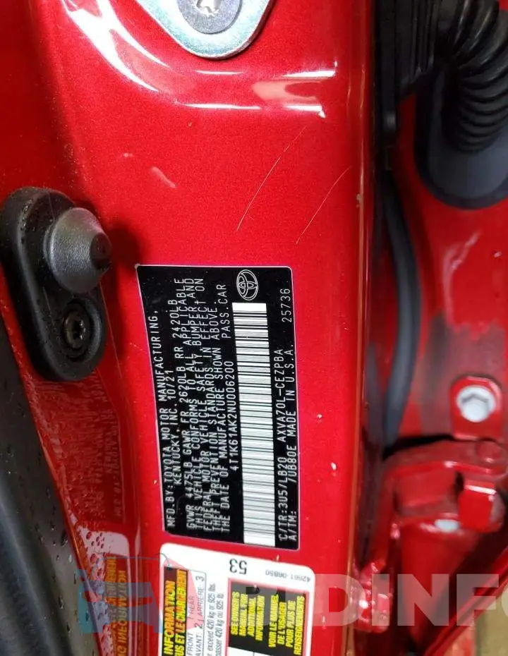 4T1K61AK2NU006200 Photo# 12