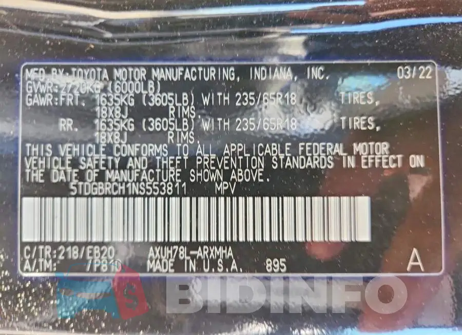 5TDGBRCH1NS553811 Photo# 13