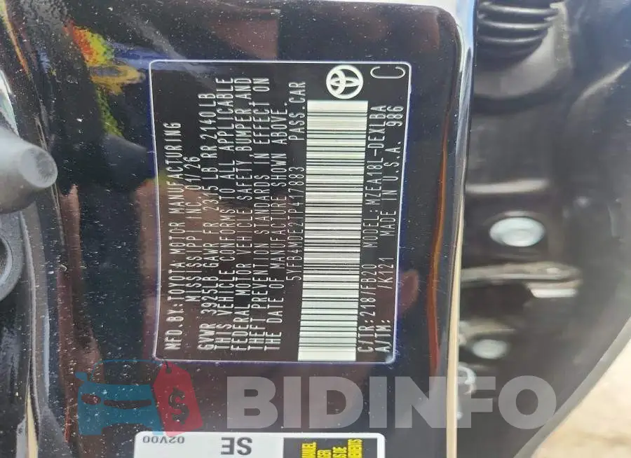 5YFB4MDE2TP417883 Photo# 12