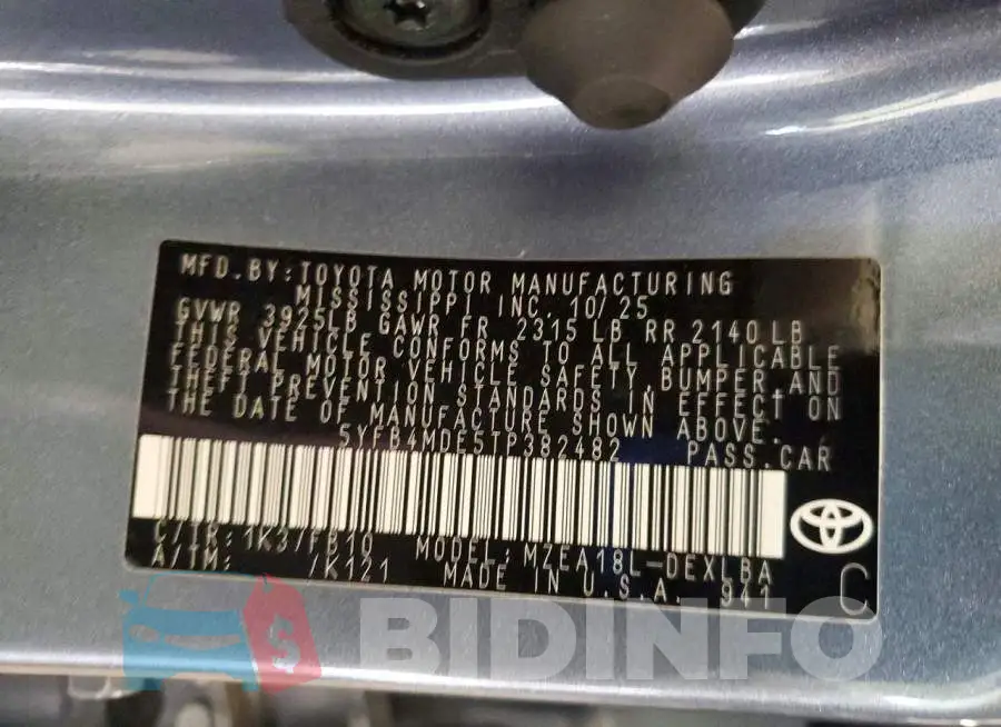 5YFB4MDE5TP382482 Photo# 12
