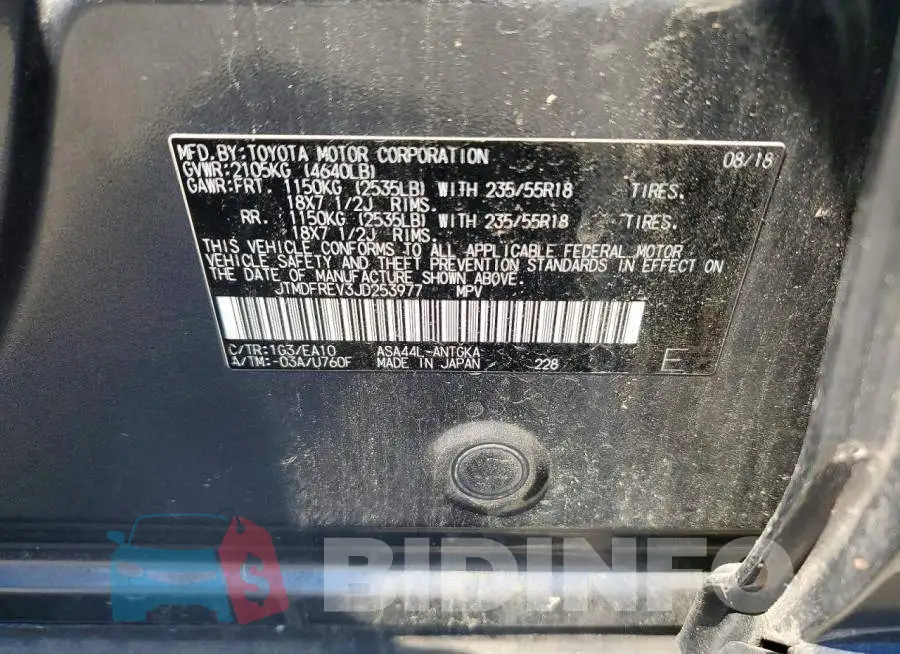 JTMDFREV3JD253977 Photo# 13