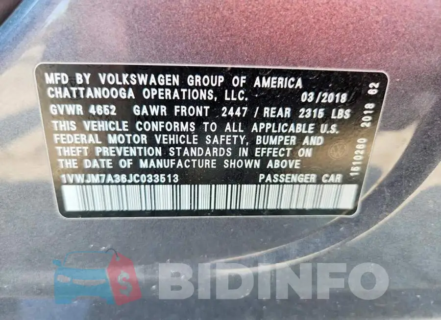 1VWJM7A36JC033513 Photo# 13