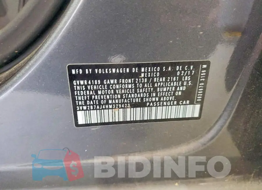 3VW2B7AJ4HM329423 Photo# 12