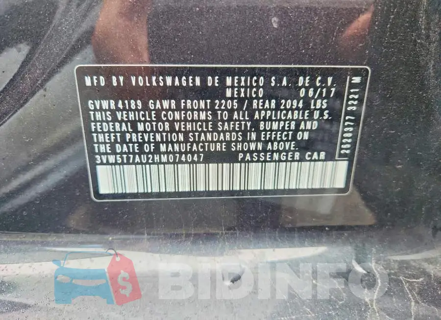 3VW5T7AU2HM074047 Photo# 12