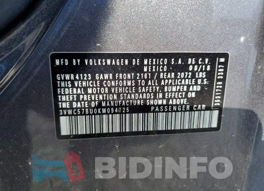 3VWC57BU0KM094725 Photo# 12