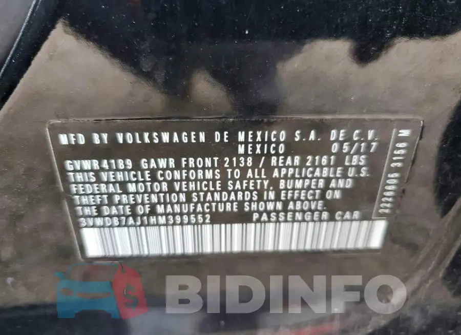 3VWDB7AJ1HM399552 Photo# 12