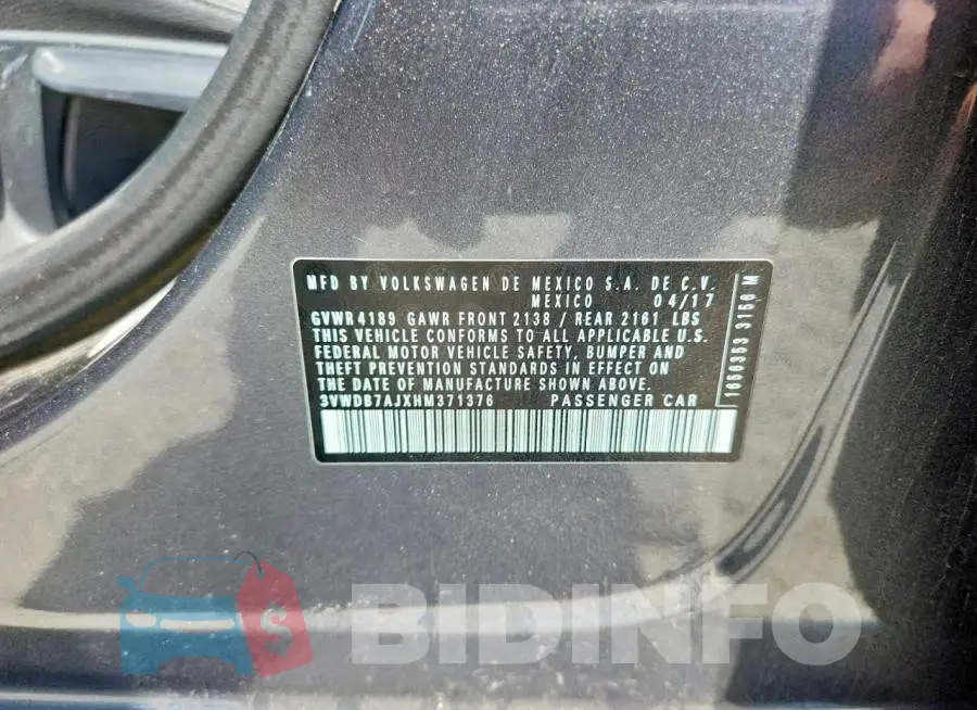 3VWDB7AJXHM371376 Photo# 12