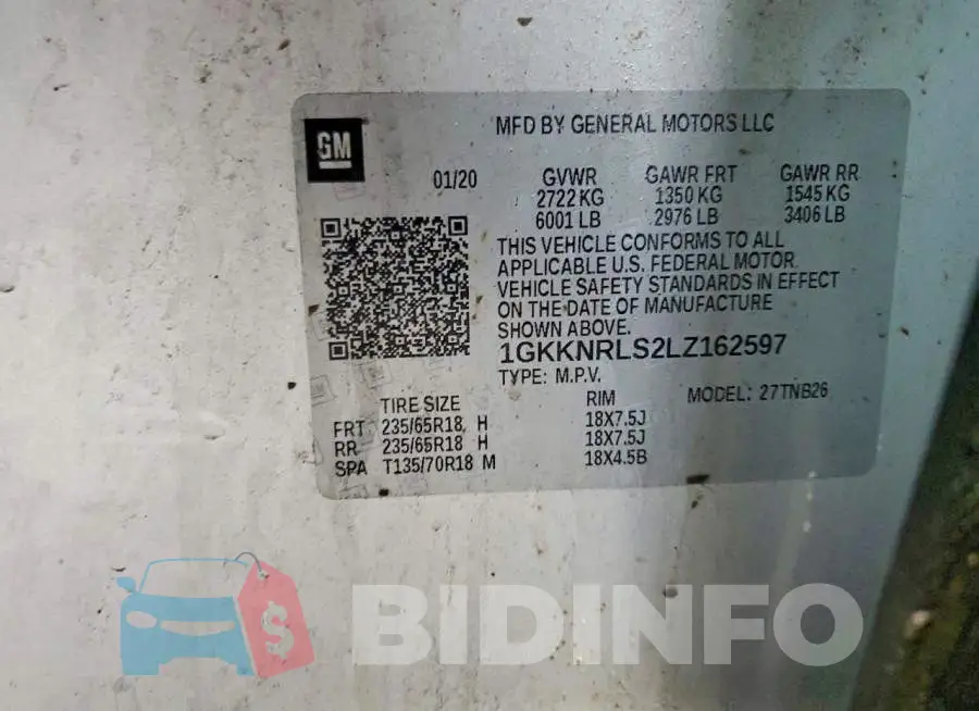 1GKKNRLS2LZ162597 Photo# 13