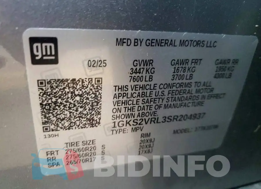 1GKS2VRL3SR204937 Photo# 13