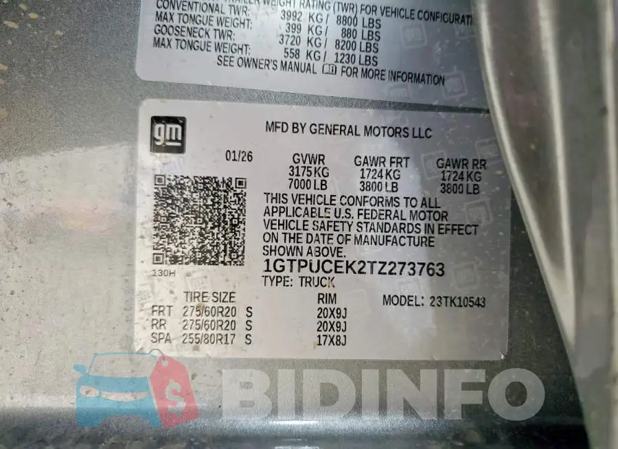1GTPUCEK2TZ273763 Photo# 12