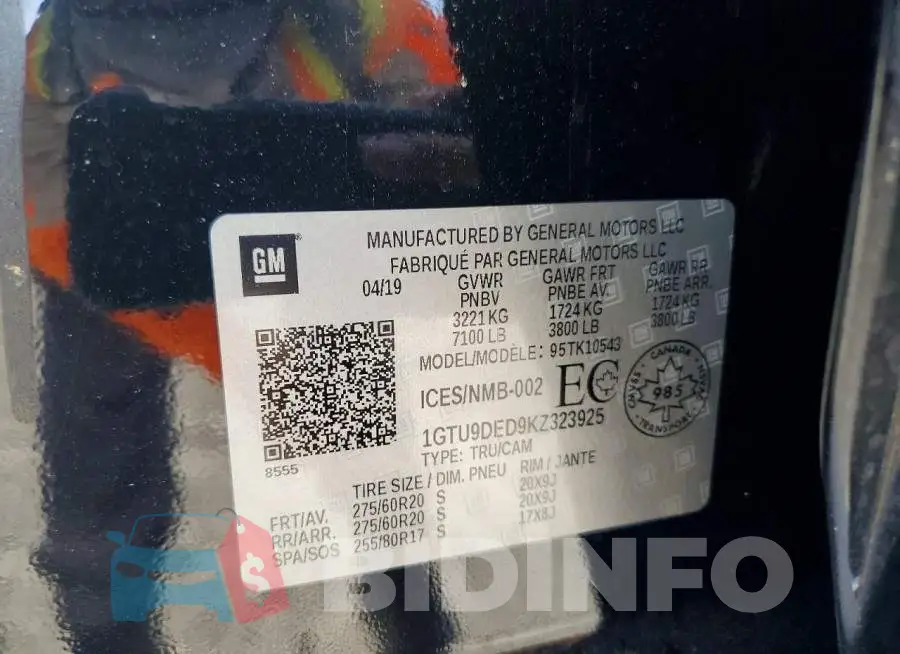 1GTU9DED9KZ323925 Photo# 12