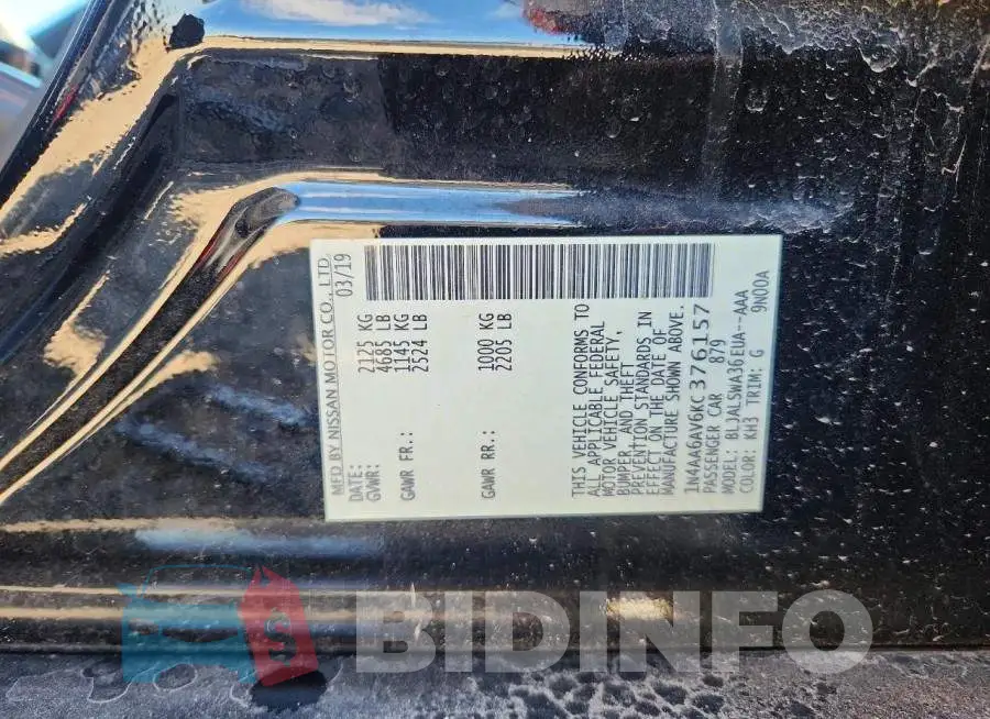 1N4AA6AV6KC376157 Photo# 12