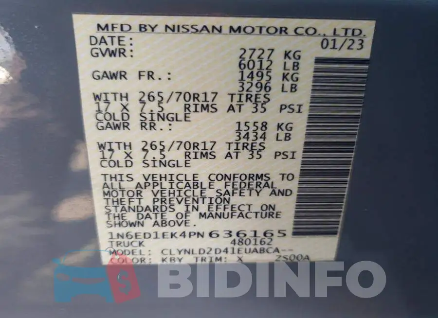 1N6ED1EK4PN636165 Photo# 13