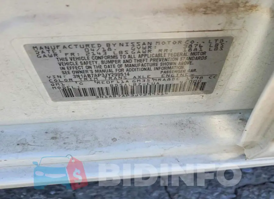 3N1AB7AP3JY299514 Photo# 12