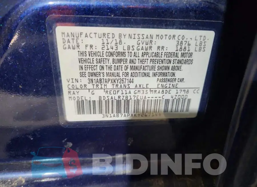 3N1AB7APXKY267144 Photo# 12