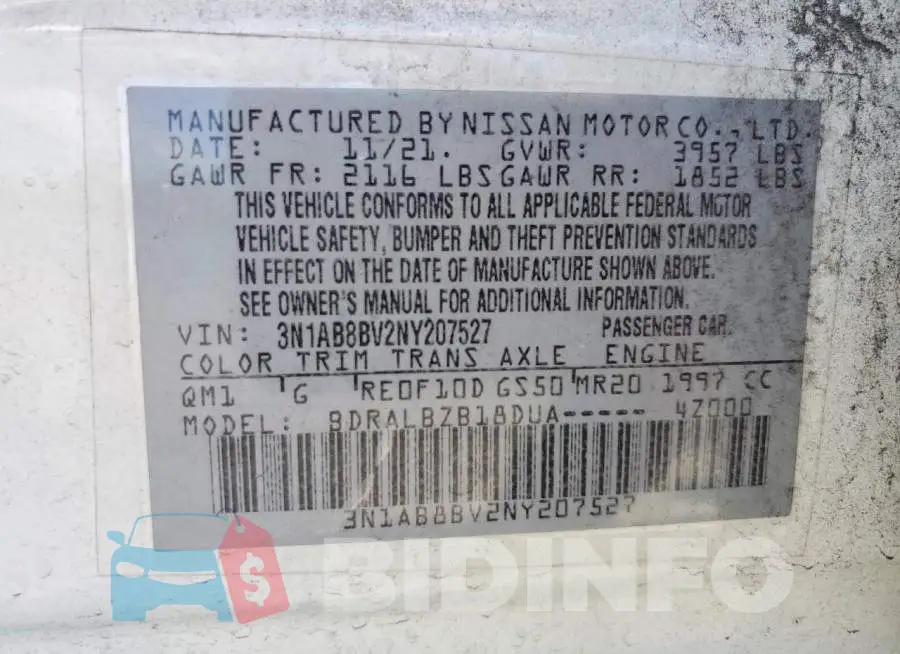 3N1AB8BV2NY207527 Photo# 12