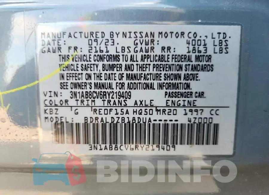 3N1AB8CV6RY219409 Photo# 12