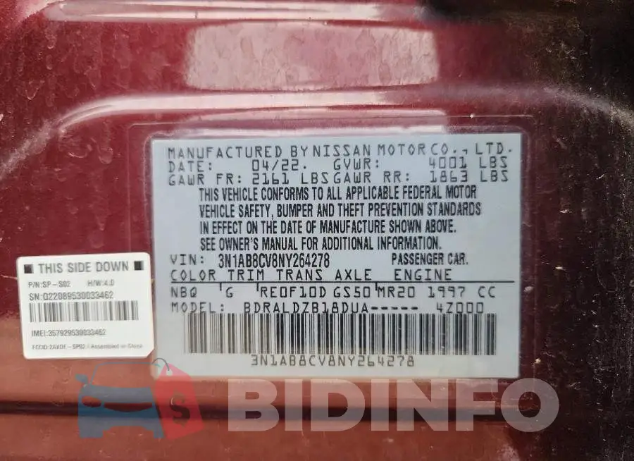 3N1AB8CV8NY264278 Photo# 12
