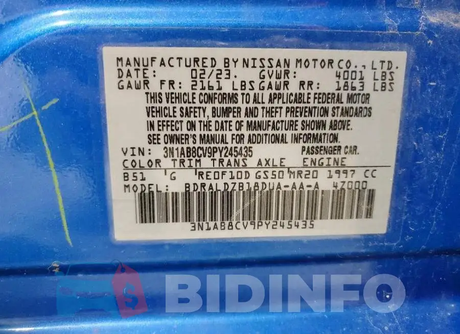 3N1AB8CV9PY245435 Photo# 13