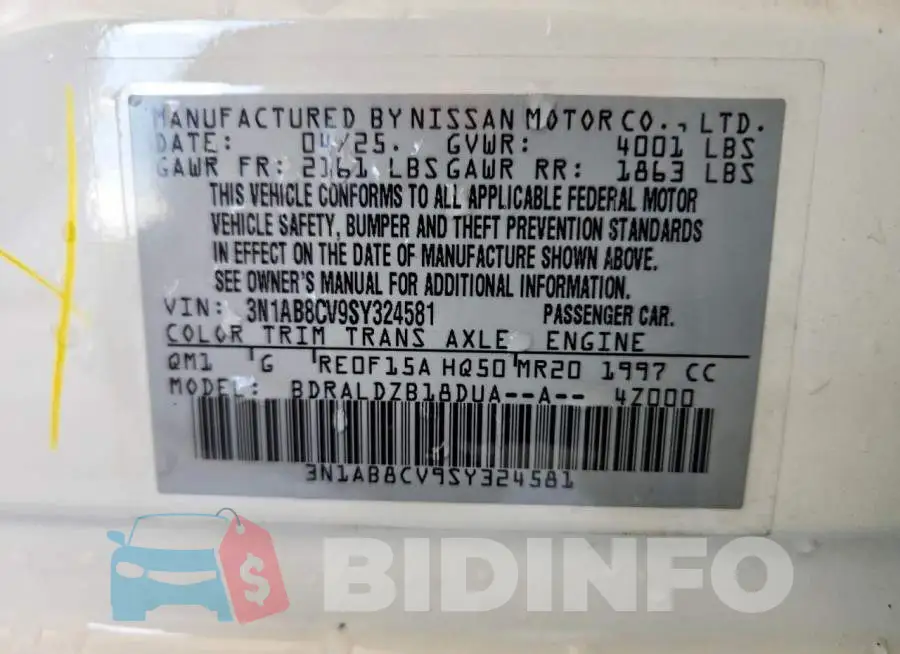 3N1AB8CV9SY324581 Photo# 12