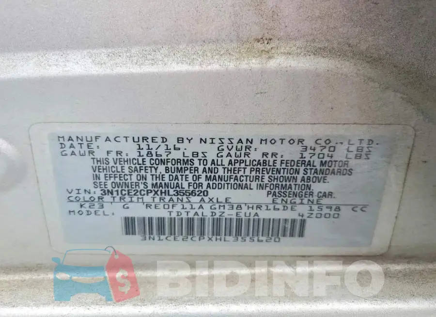 3N1CE2CPXHL355620 Photo# 13