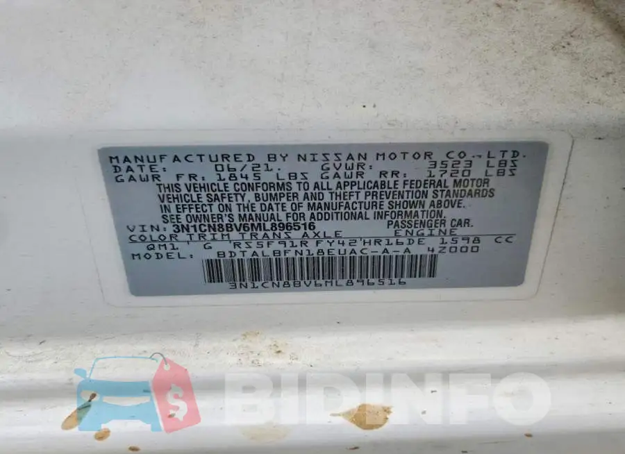 3N1CN8BV6ML896516 Photo# 12