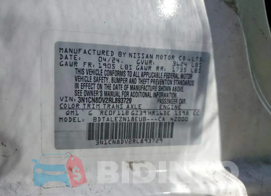 3N1CN8DV2RL893729 Photo# 13