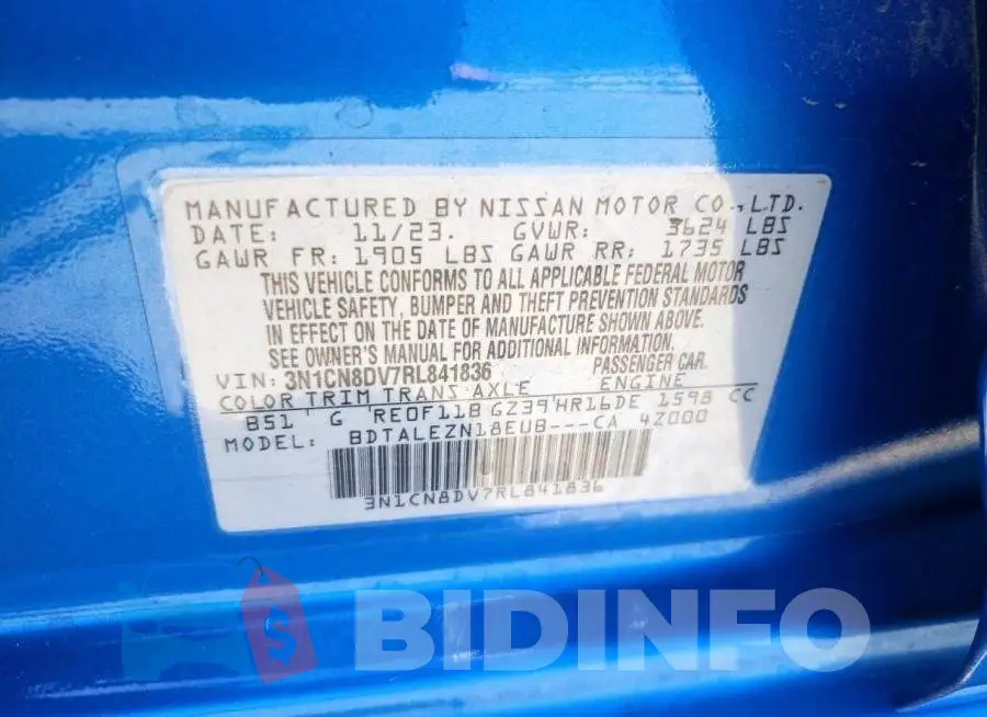 3N1CN8DV7RL841836 Photo# 12