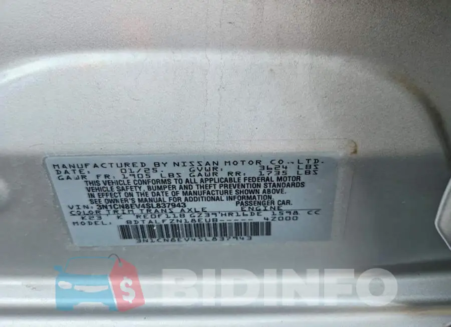 3N1CN8EV4SL837943 Photo# 12