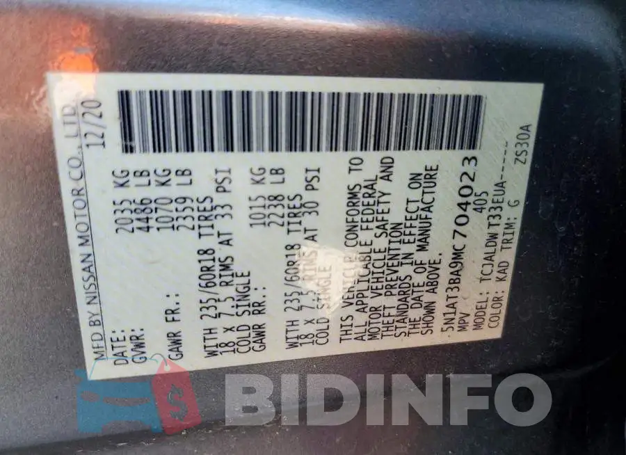 5N1AT3BA9MC704023 Photo# 13