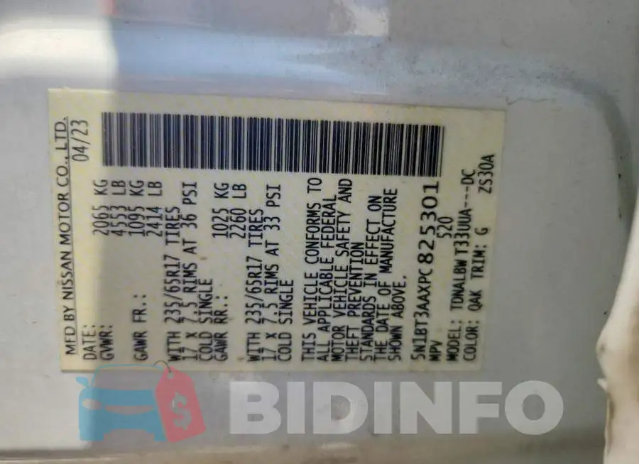 5N1BT3AAXPC825301 Photo# 13