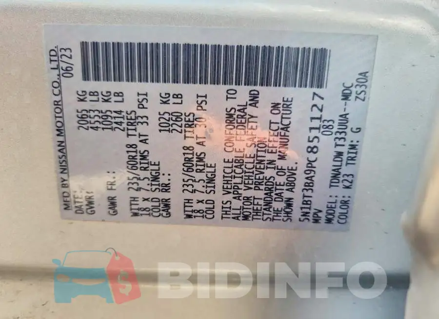 5N1BT3BA9PC851127 Photo# 13