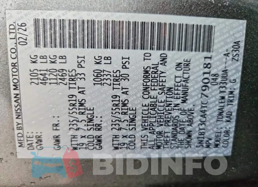 5N1BT3CA4TC790181 Photo# 13