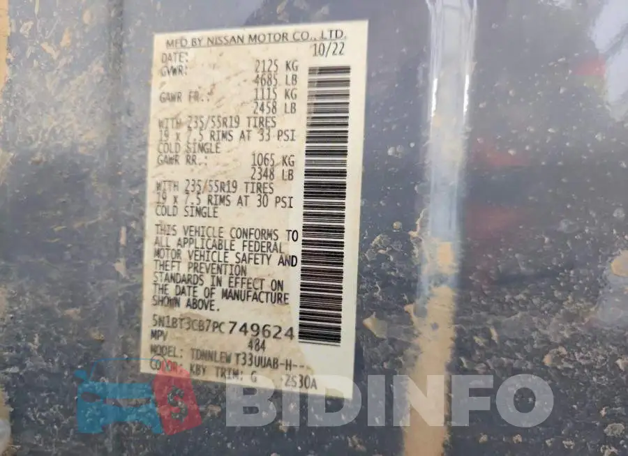 5N1BT3CB7PC749624 Photo# 13