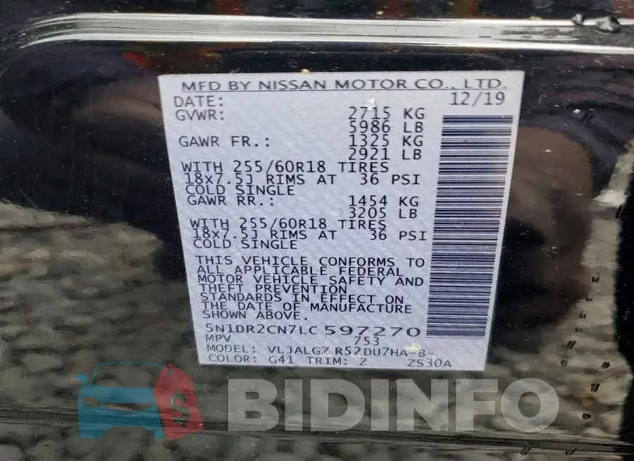 5N1DR2CN7LC597270 Photo# 14