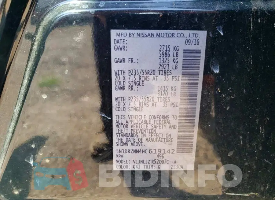 5N1DR2MM4HC619142 Photo# 13