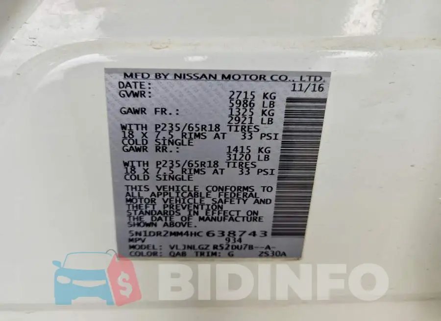 5N1DR2MM4HC638743 Photo# 13