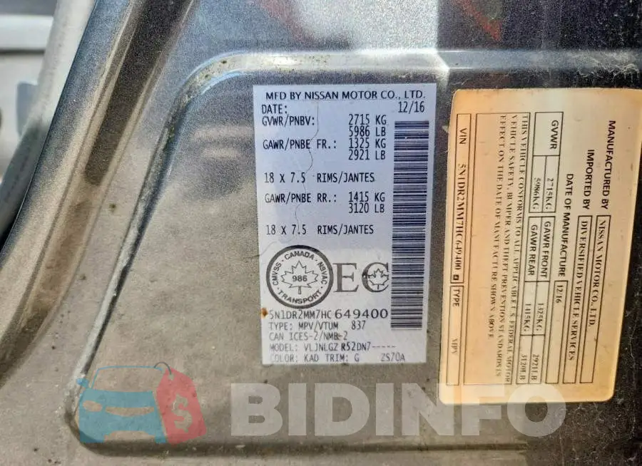 5N1DR2MM7HC649400 Photo# 13
